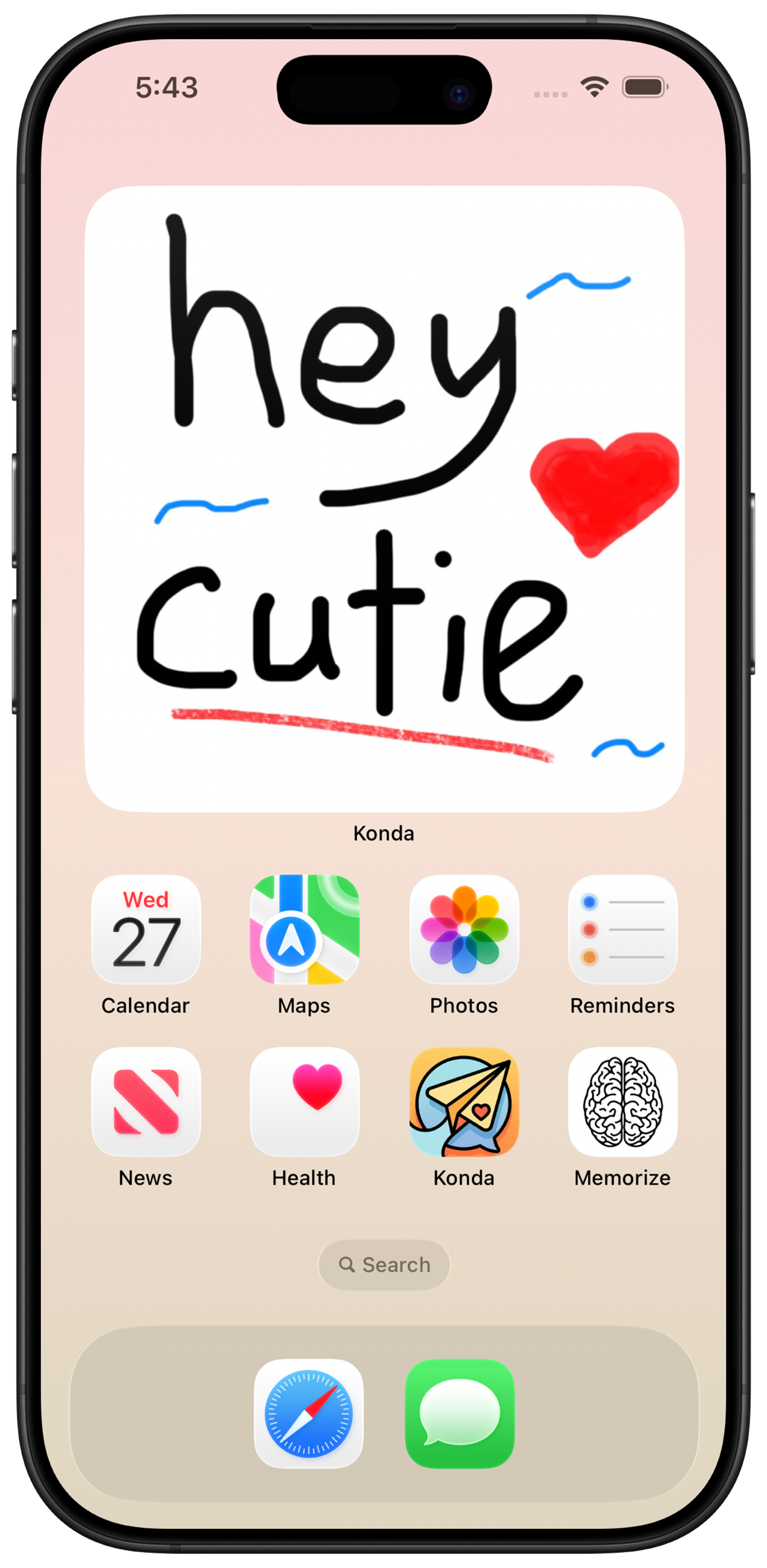 Konda Home Screen widget showing a doodle from a partner